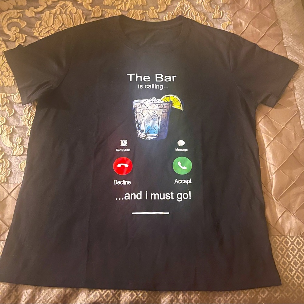 Mens Slogan & Drink Print Tee (tried on but never worn)
